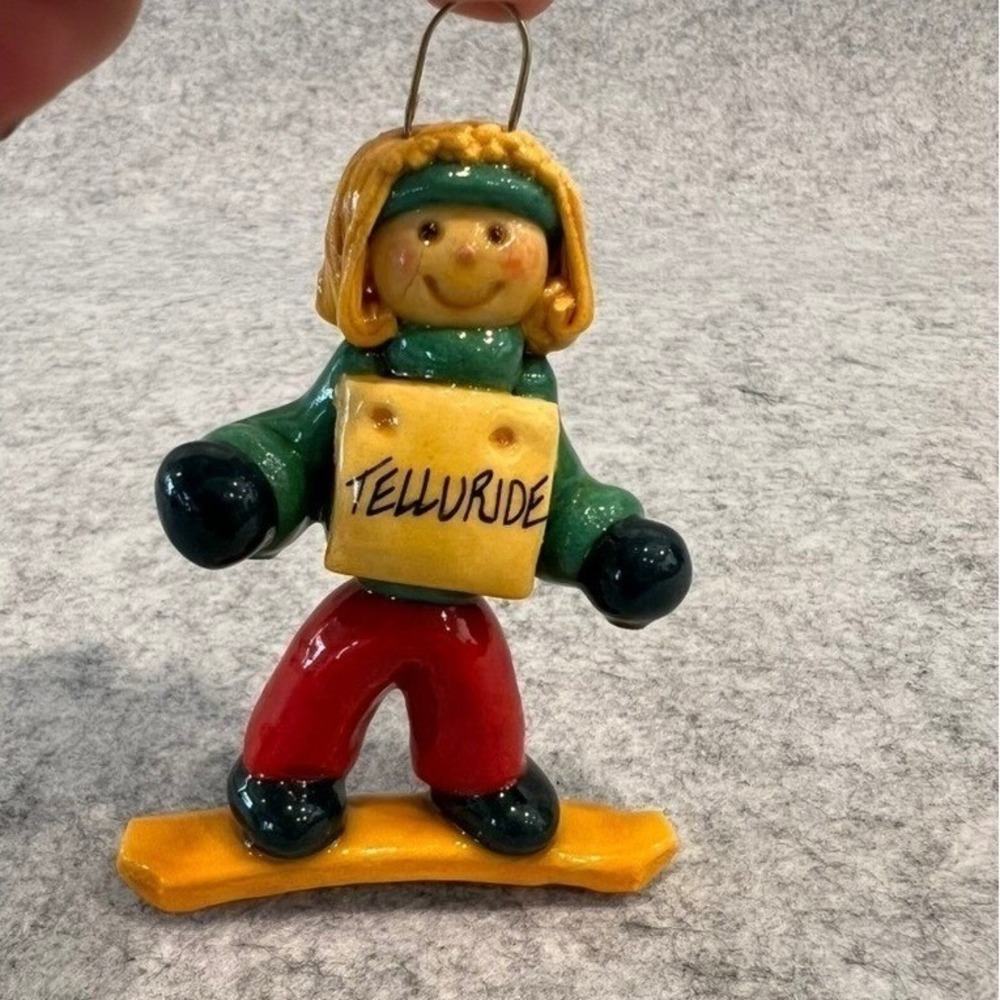Vintage Tellluride Snowboarding Female Figure Hanging Ornament
